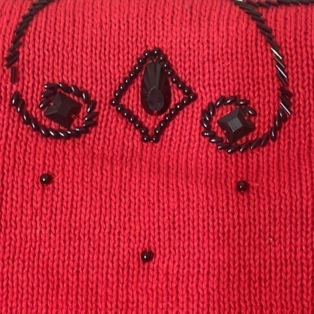 Shenanigans sweater Vintage Red black beaded ugly Christmas Size Large